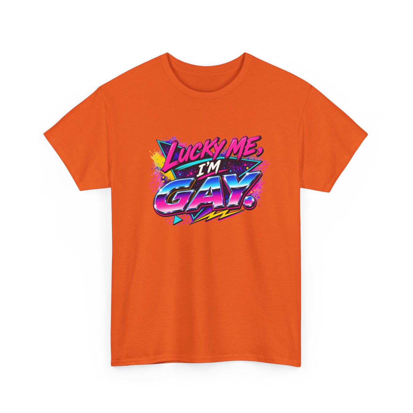 Lucky Me, I’m Gay Retro 80s Neon Graphic T-Shirt