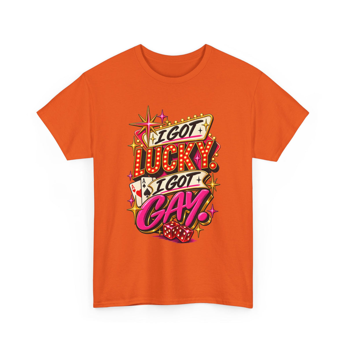 I Got Lucky! I Got Gay! Bold Retro Pride Graphic T-Shirt