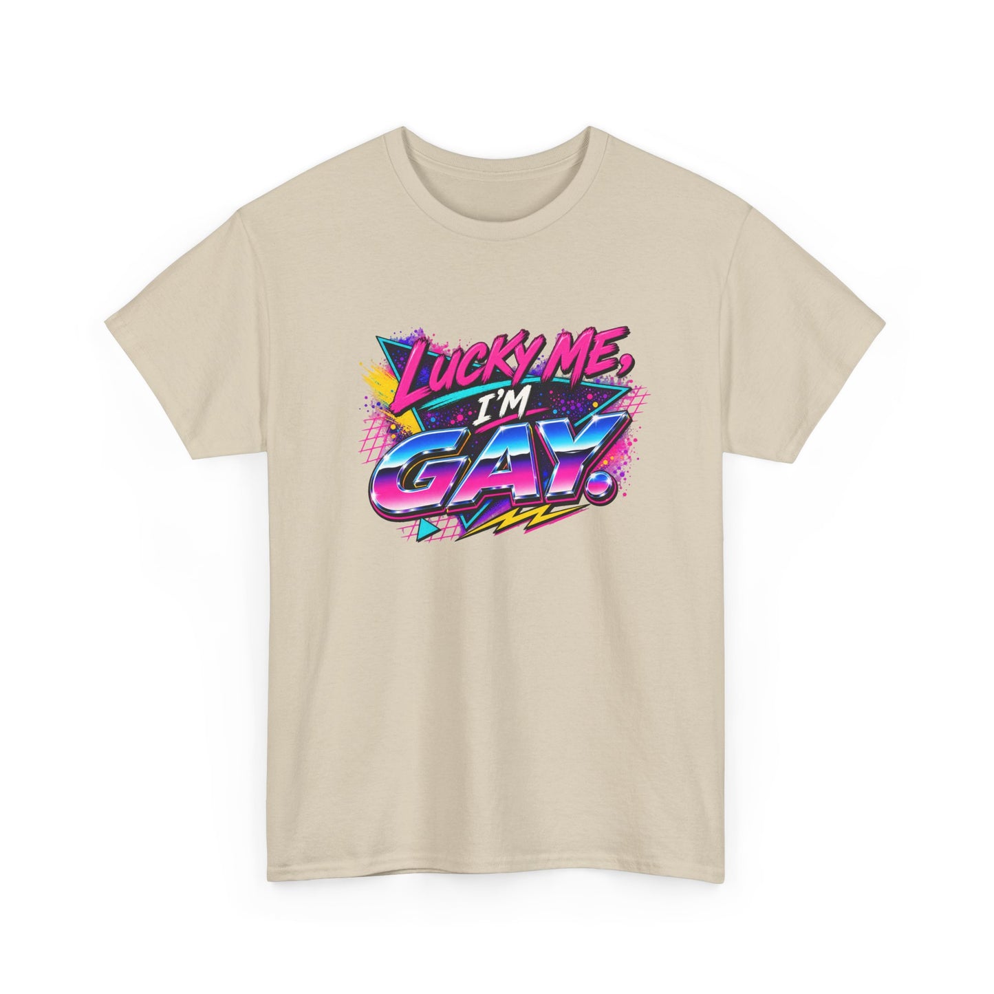 Lucky Me, I’m Gay Retro 80s Neon Graphic T-Shirt