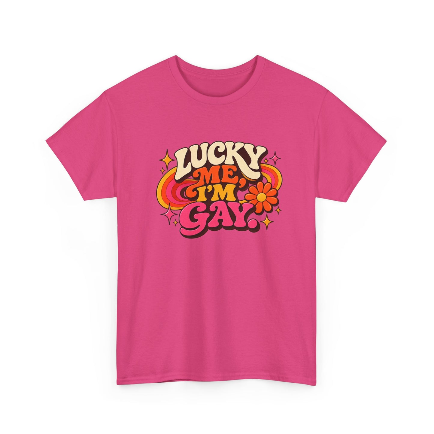 Lucky Me, I’m Gay Groovy 70s Retro Pride T-Shirt