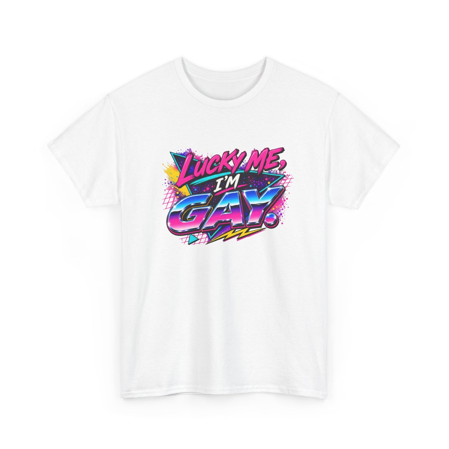 Lucky Me, I’m Gay Retro 80s Neon Graphic T-Shirt