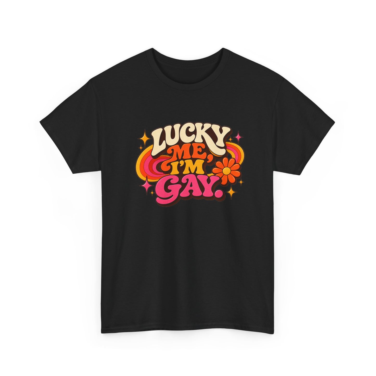 Lucky Me, I’m Gay Groovy 70s Retro Pride T-Shirt