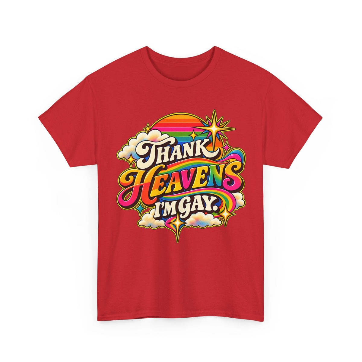 Thank Heavens I’m Gay Groovy 70s Rainbow Pride T-Shirt