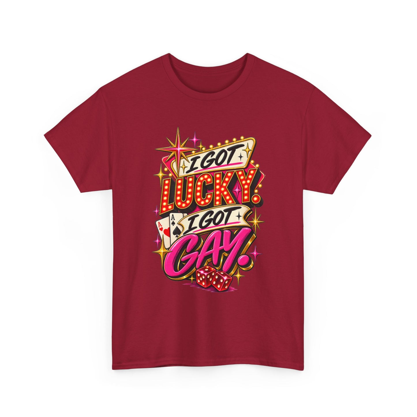 I Got Lucky! I Got Gay! Bold Retro Pride Graphic T-Shirt