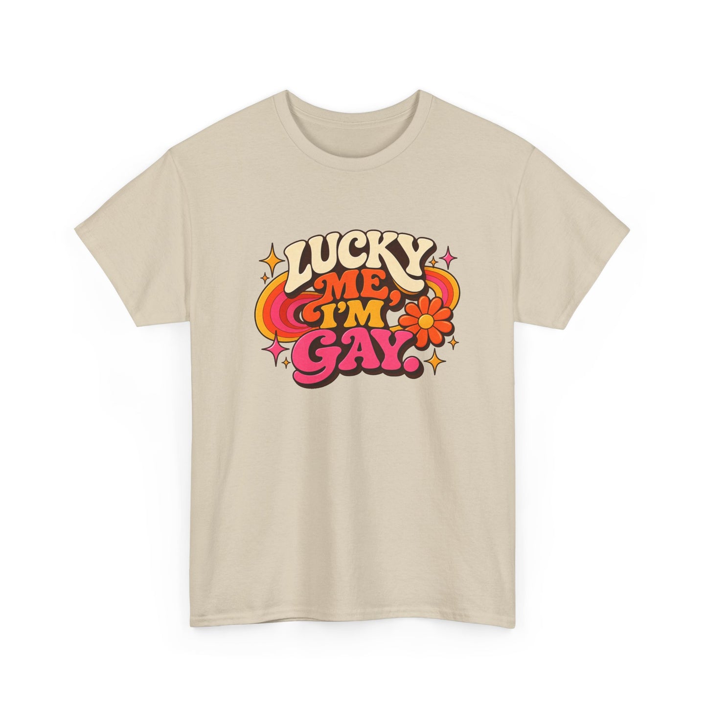 Lucky Me, I’m Gay Groovy 70s Retro Pride T-Shirt